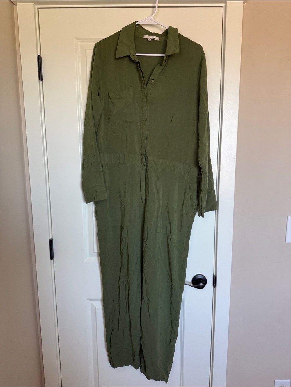 june & hudson | Olive Green Long Sleeve Utility Jumpsuit | XL